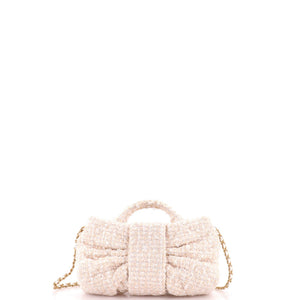 Chanel CC Bow Chain Shoulder Bag Quilted Tweed Mini - view 3