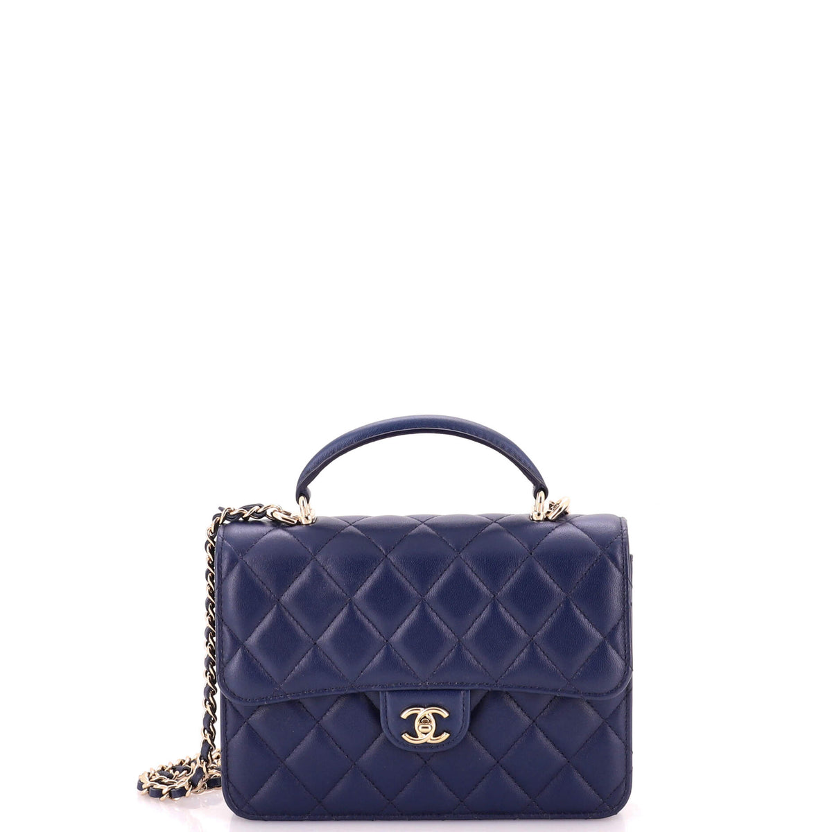 Chanel CC Top Handle Backpack Quilted Lambskin Small