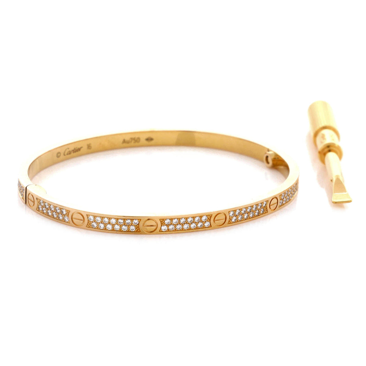 Cartier Love Bracelet 18K Yellow Gold with Pave Diamonds Small 16 – view 3