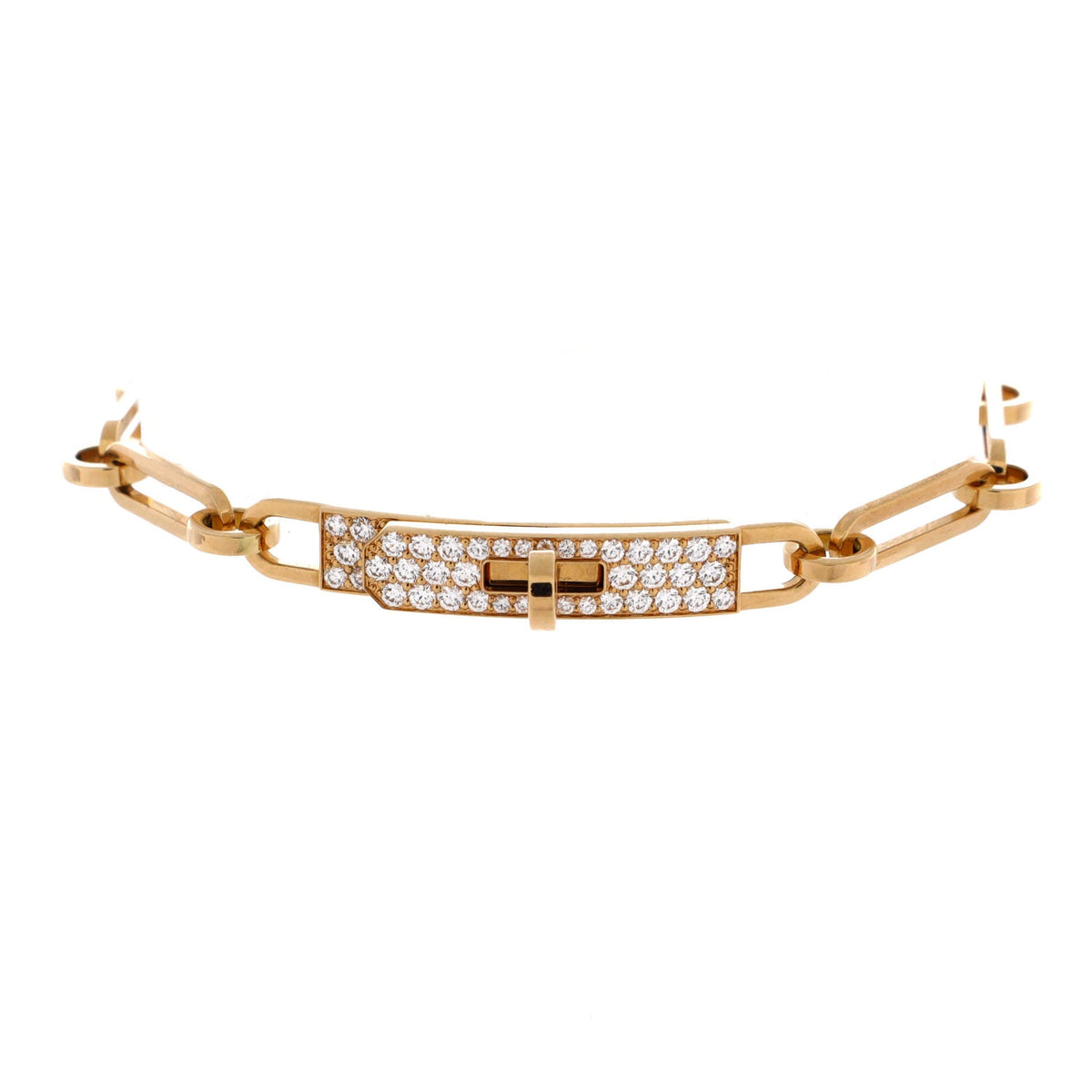 Kelly Chaine Bracelet 18K Yellow Gold and Pave Diamonds Small