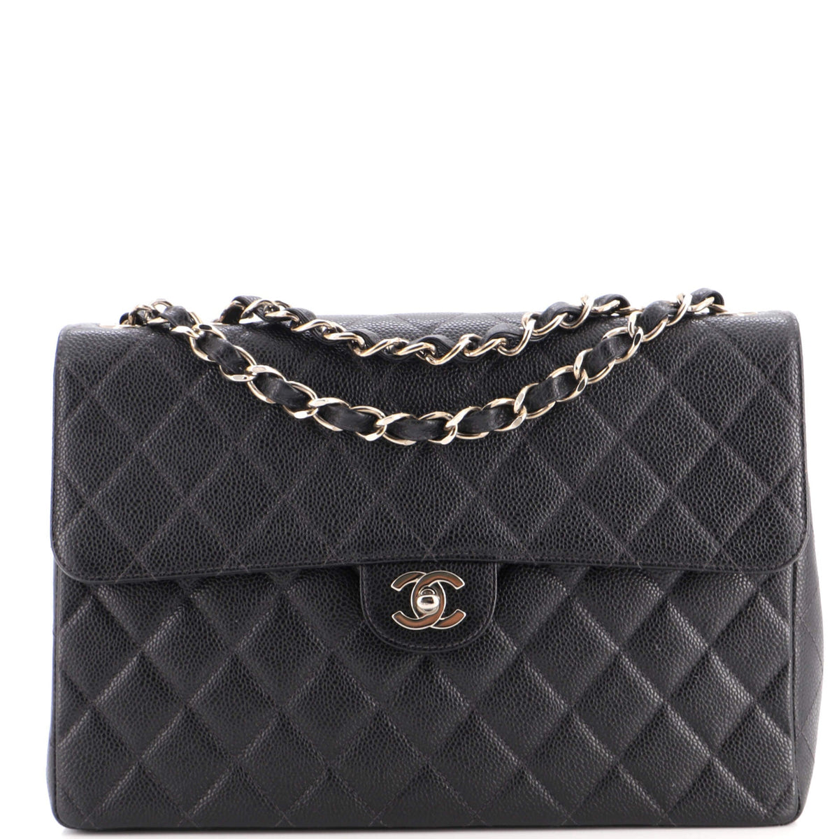 Vintage Square Classic Single Flap Bag Quilted Caviar Jumbo