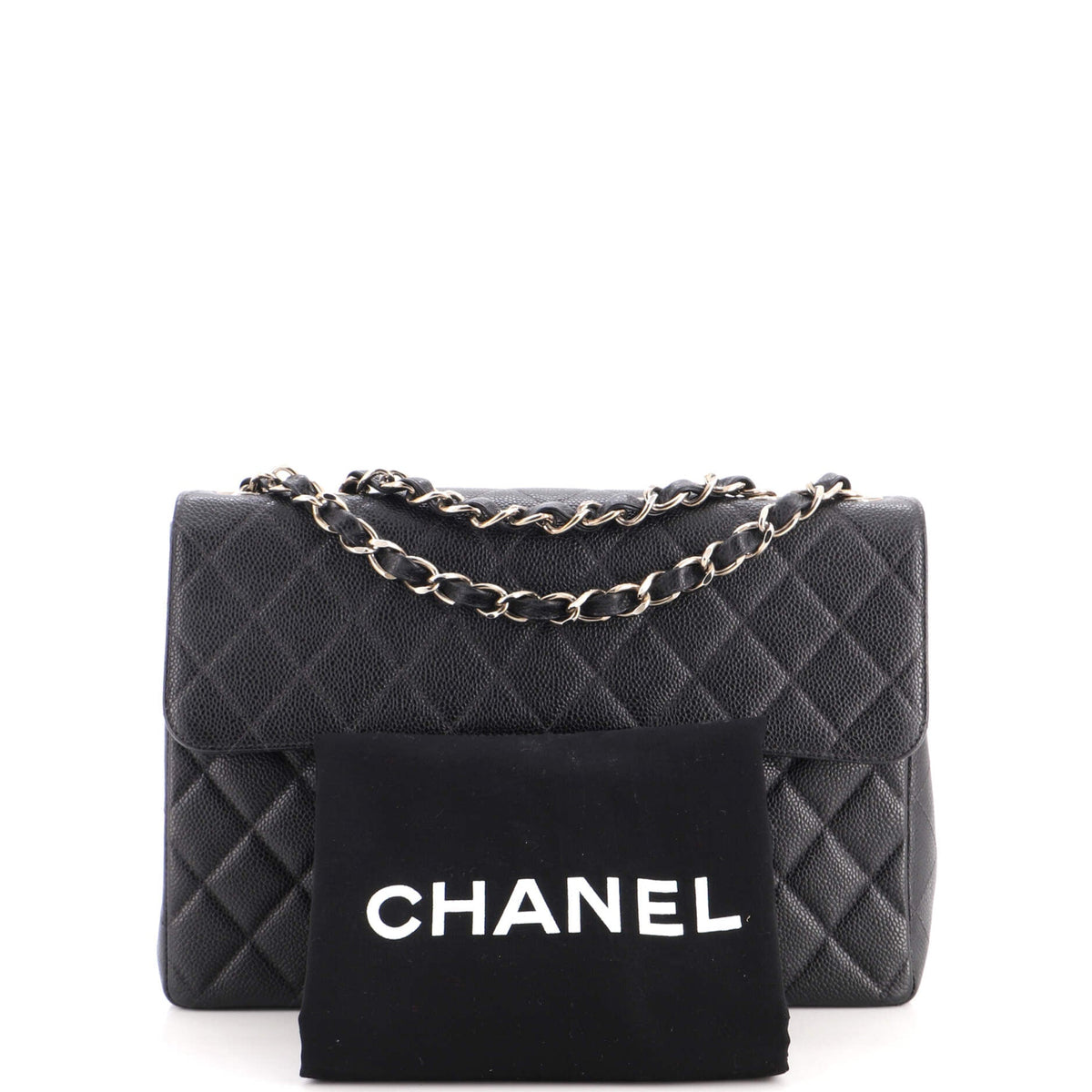 Vintage Square Classic Single Flap Bag Quilted Caviar Jumbo
