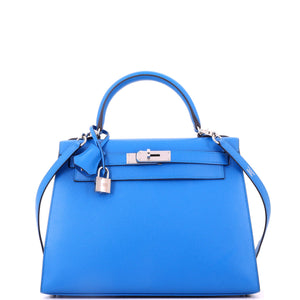 Hermes Kelly Handbag Bleu Zanzibar Epsom with Palladium Hardware 28 - view 1