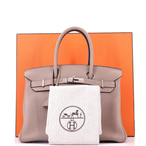 Hermes Birkin Handbag Gris Tourterelle Togo with Palladium Hardware 30 - view 2