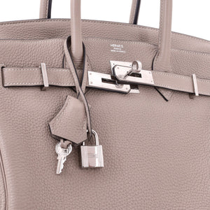 Hermes Birkin Handbag Gris Tourterelle Togo with Palladium Hardware 30 - view 7