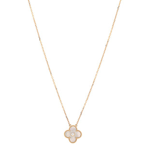 Van Cleef & Arpels Vintage Alhambra Pendant Necklace 18K Yellow Gold and Gold Mother of Pearl with Diamond - view 1
