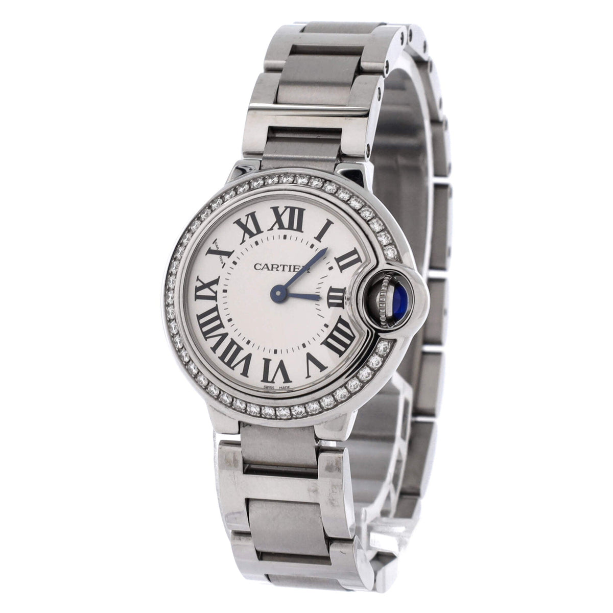 Ballon Bleu de Cartier Quartz Watch Stainless Steel with Diamond Bezel 28