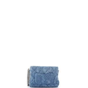 Chanel Sweet Heart Chain Crossbody Bag Quilted Camellia Denim Mini - view 3