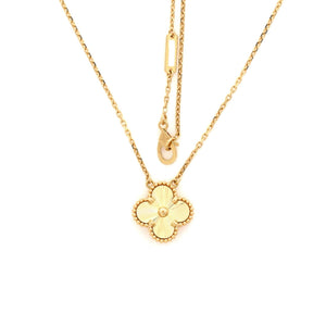 Van Cleef & Arpels Vintage Alhambra Pendant Necklace Guilloche 18K Yellow Gold - view 2