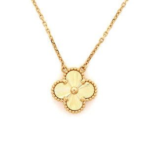 Van Cleef & Arpels Vintage Alhambra Pendant Necklace Guilloche 18K Yellow Gold - view 3