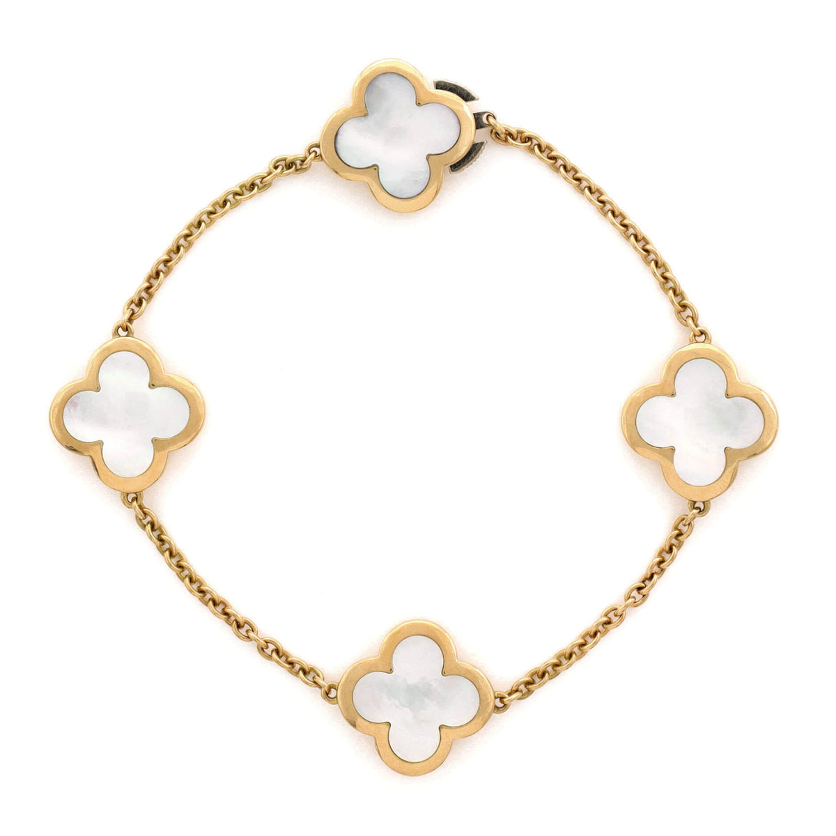 Van Cleef & Arpels Pure Alhambra 4 Motifs Bracelet 18K Yellow Gold with Mother of Pearl