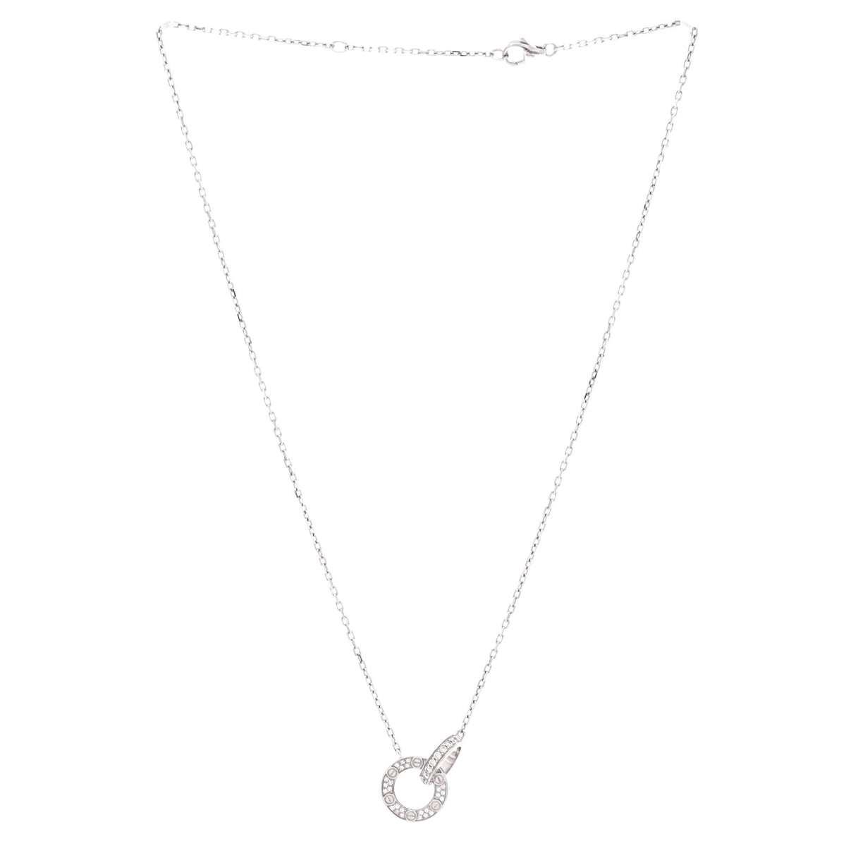Cartier Love Interlocking Pave Necklace 18K White Gold and Diamonds – view 2