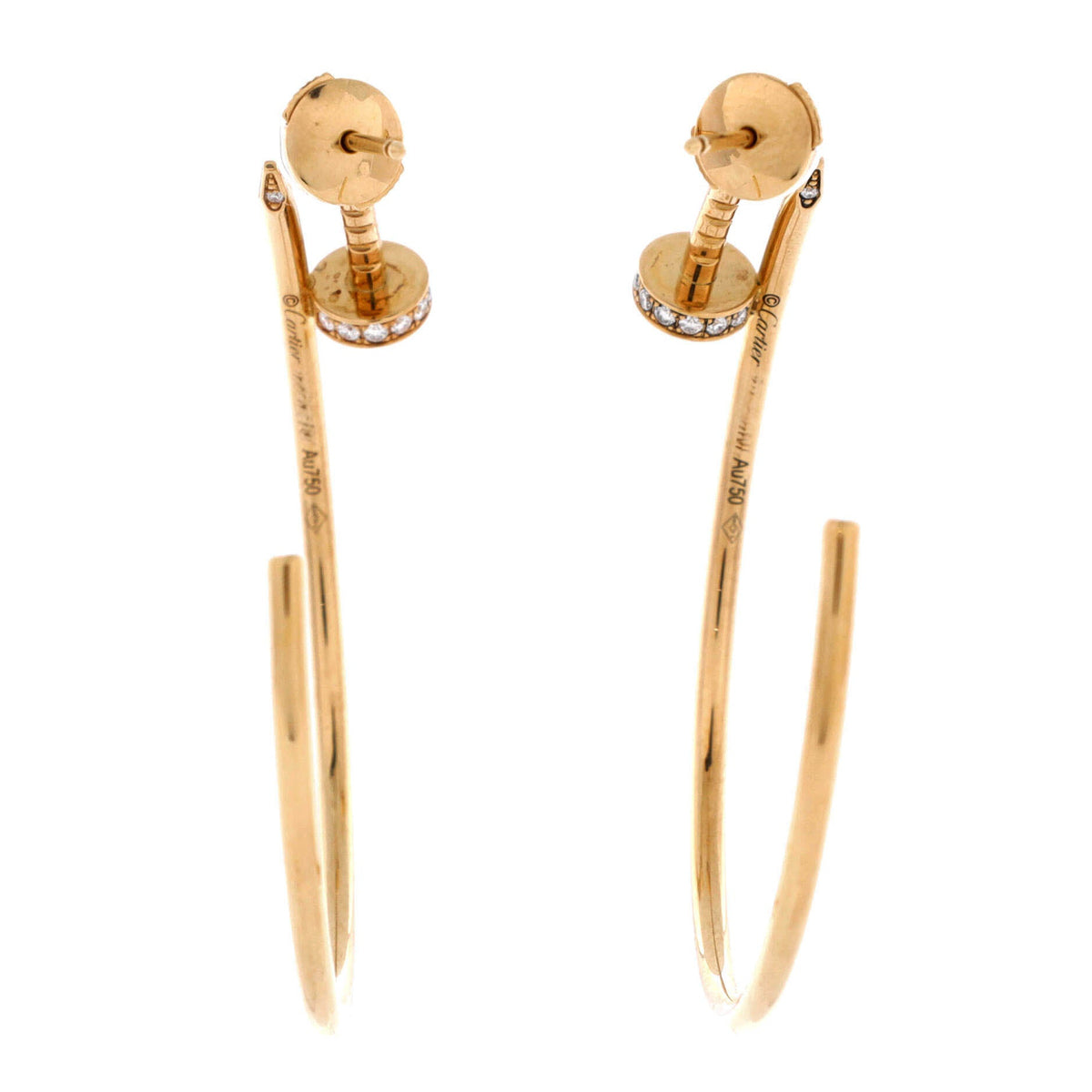 Cartier Juste un Clou Hoop Earrings 18K Yellow Gold with Diamonds Large – view 3