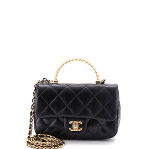 Chanel Resin Chain Top Handle Flap Bag Quilted Lambskin Mini - view 1