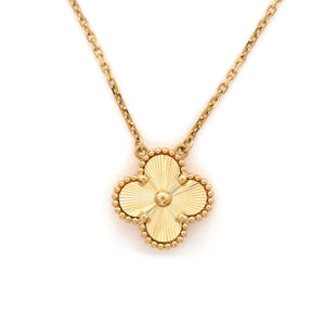 Van Cleef & Arpels Vintage Alhambra Pendant Necklace Guilloche 18K Yellow Gold - view 4