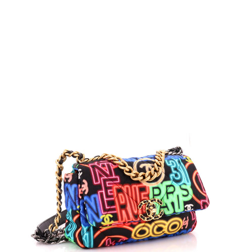 Chanel 19 Flap Bag Quilted Graffiti Print Fabric Medium – view 2