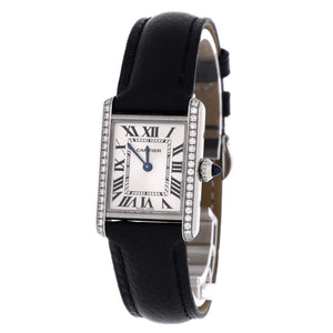 Cartier Must de Cartier Tank Quartz Watch Stainless Steel and Leather with Diamond Bezel 22 - view 3