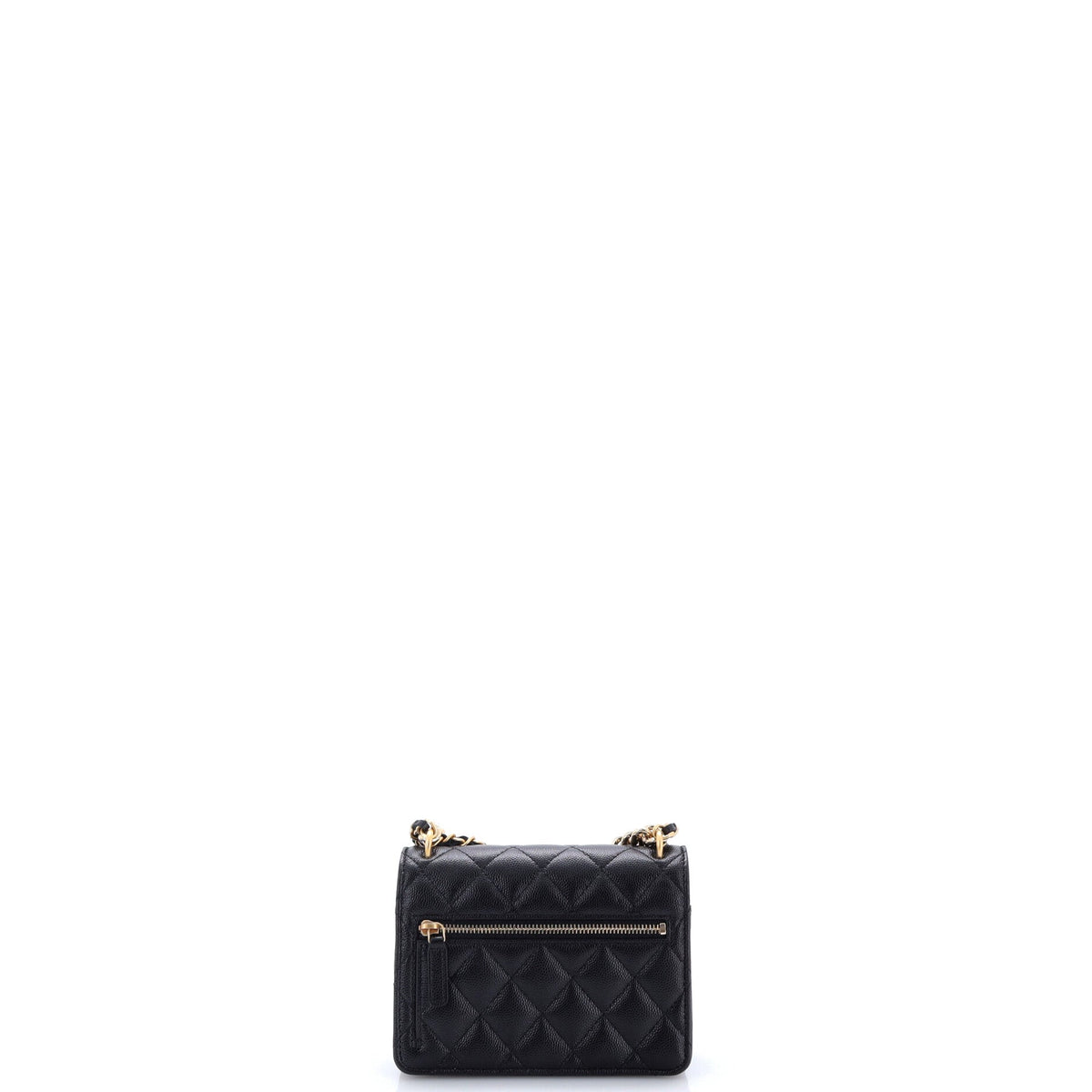 CC Bow Double Chain Handle Wallet on Chain Quilted Caviar Mini