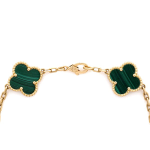 Van Cleef & Arpels Vintage Alhambra 5 Motifs Bracelet 18K Yellow Gold and Malachite - view 3