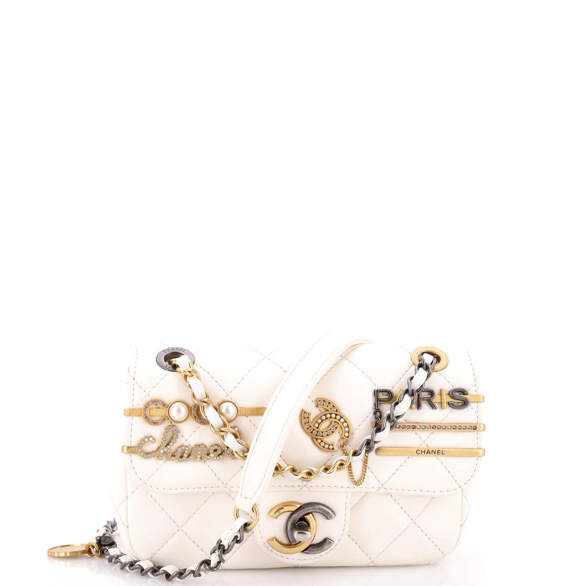Chanel Coco Clips Flap Bag Embellished Quilted Lambskin Mini