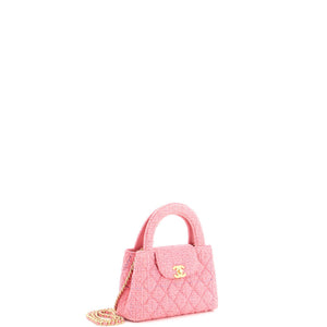 Chanel Kelly Top Handle Shopping Bag Quilted Tweed Mini - view 3