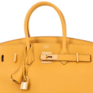 Hermes Birkin Handbag Jaune Ambre Togo with Gold Hardware 30 - view 7