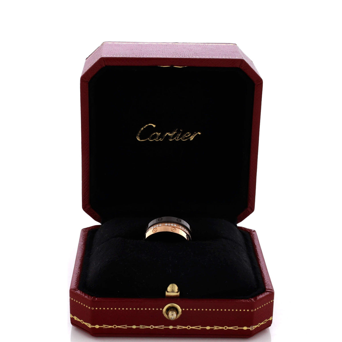 Cartier Love Band 3 Ring Set 18K Rose Gold, Diamonds and Ceramic – view 2
