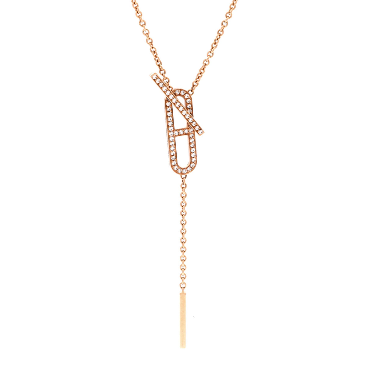 Ever Chaine d'Ancre Lariat Necklace 18K Rose Gold with Diamonds Small