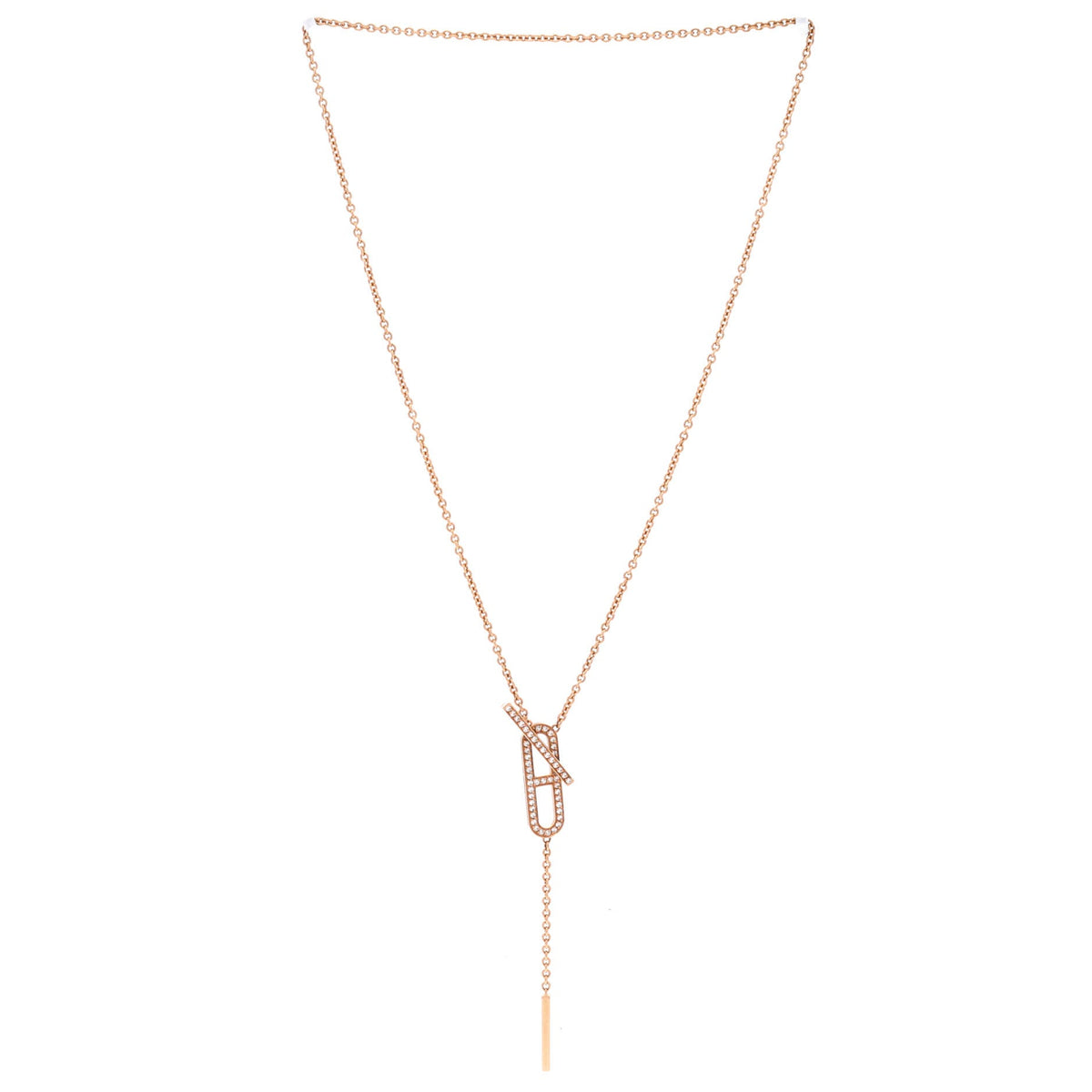 Ever Chaine d'Ancre Lariat Necklace 18K Rose Gold with Diamonds Small