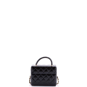 Chanel Top Handle Box Chain Clutch Quilted Patent - view 3