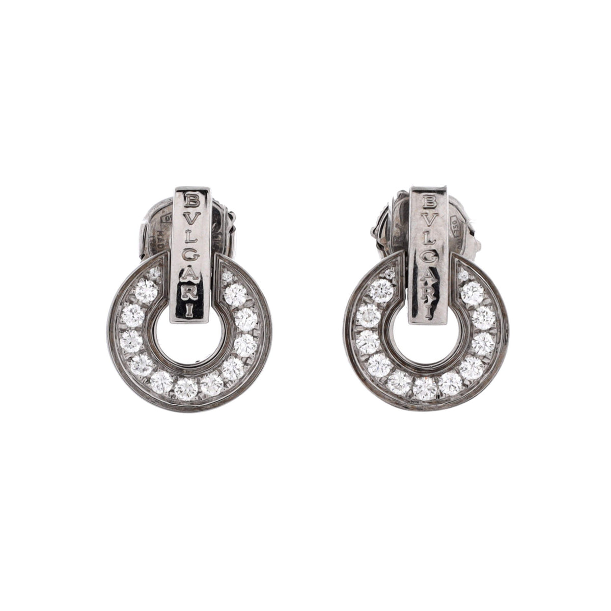 Bvlgari Bvlgari Openwork Earrings 18K White Gold with Diamonds