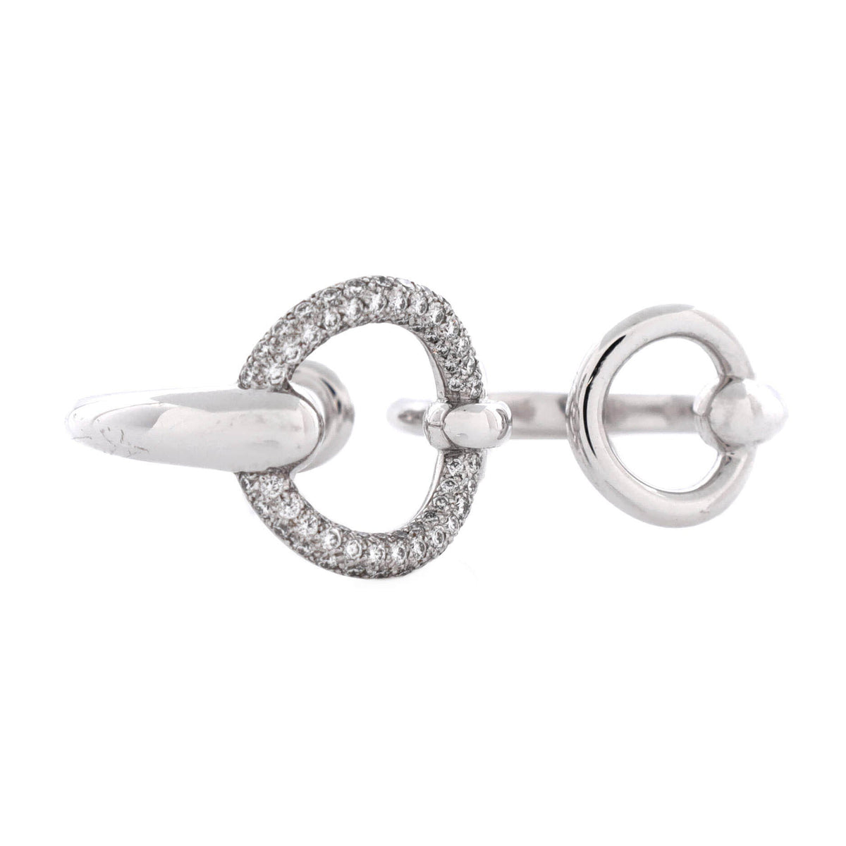 Filet d'Or Double Ring 18K White Gold with Diamonds Large