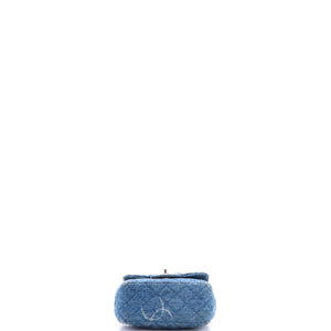 Chanel Square Classic Single Flap Bag Quilted CC Printed Denim Mini - view 4