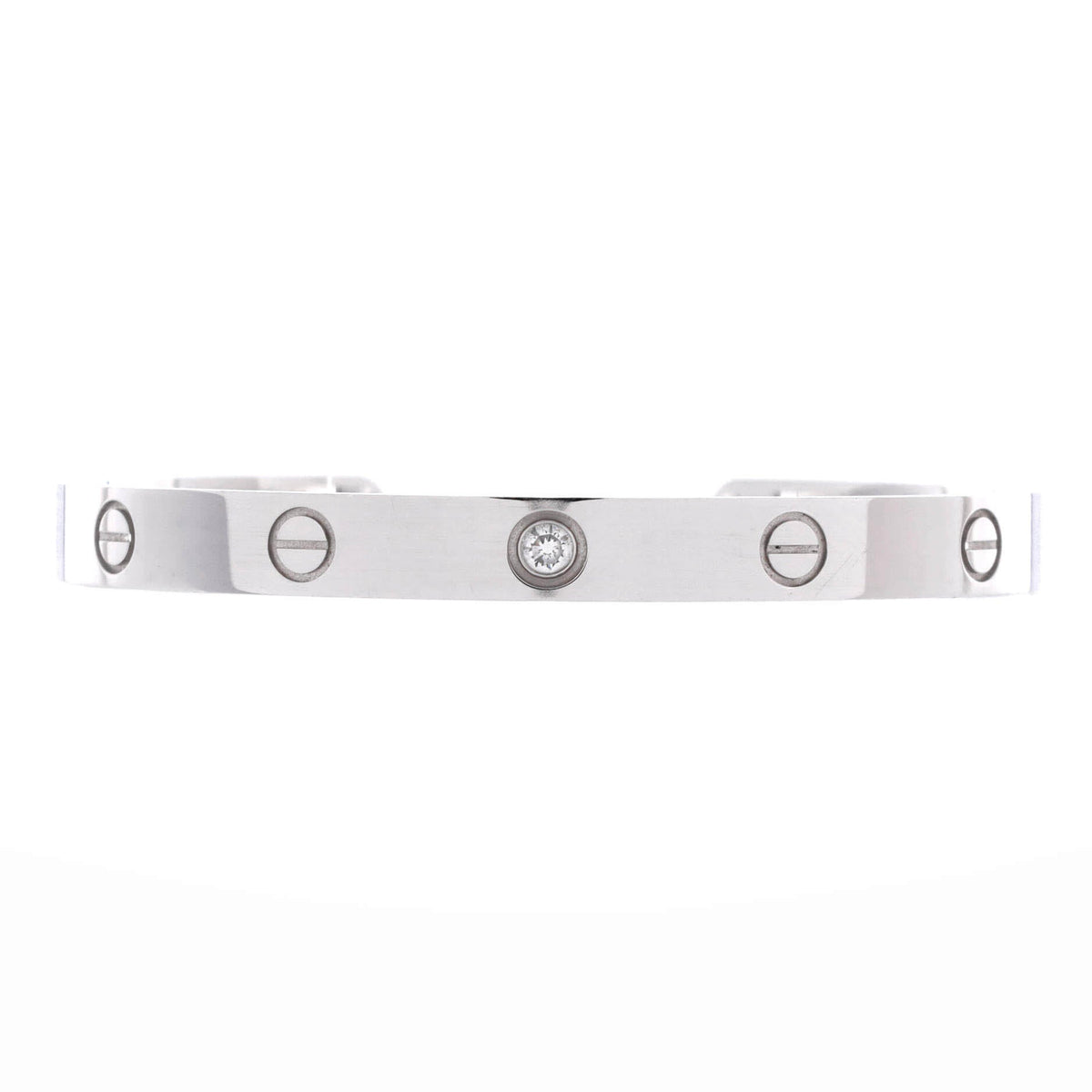 Cartier Love 1 Diamond Cuff Bracelet 18K White Gold with Diamond