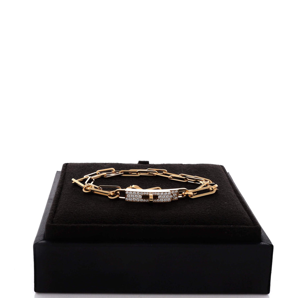 Kelly Chaine Double Tour Convertible Bracelet 18K Yellow Gold and Pave Diamonds Small