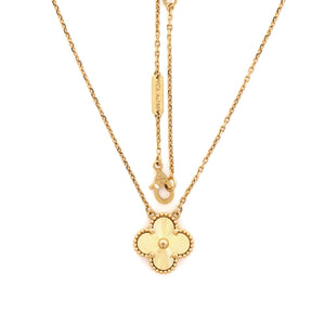 Van Cleef & Arpels Vintage Alhambra Pendant Necklace Guilloche 18K Yellow Gold - view 2