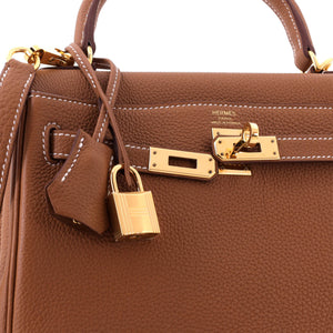 Hermes Kelly Handbag Gold Togo with Gold Hardware 25 - view 7