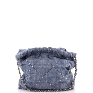 Chanel 22 Chain Hobo Quilted Studded Denim Small - view 4