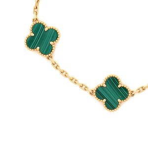 Van Cleef & Arpels Vintage Alhambra 5 Motifs Bracelet 18K Yellow Gold and Malachite - view 3