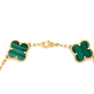 Van Cleef & Arpels Vintage Alhambra 5 Motifs Bracelet 18K Yellow Gold and Malachite - view 4