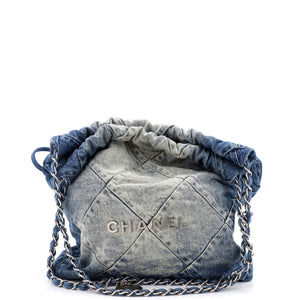 Chanel 22 Chain Hobo Quilted Denim Small - view 1
