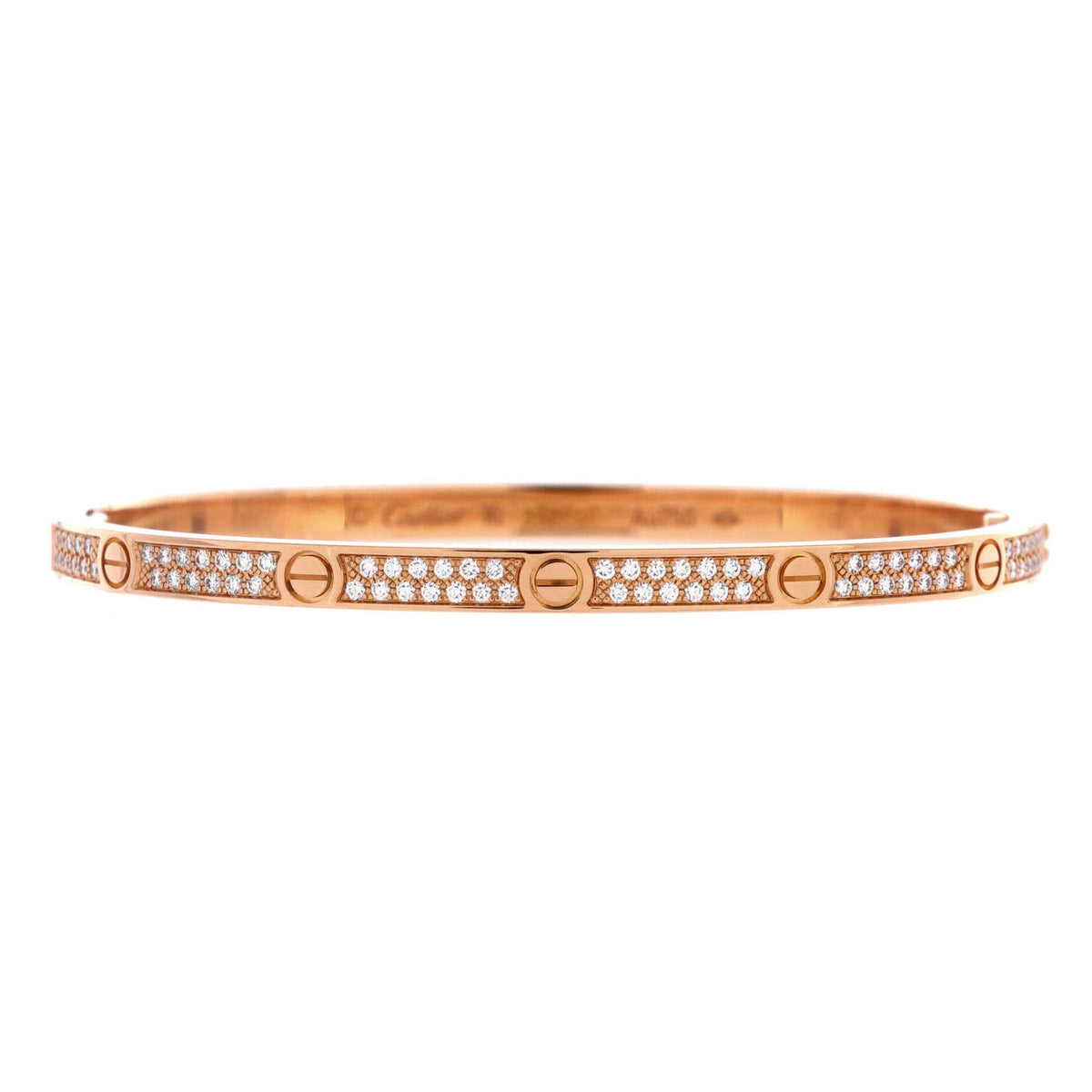 Cartier Love Bracelet 18K Rose Gold with Pave Diamonds Small