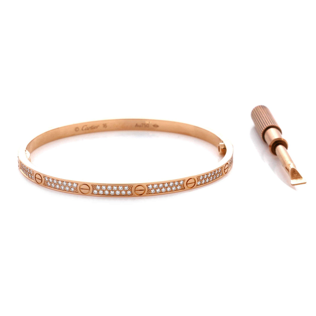Cartier Love Bracelet 18K Rose Gold with Pave Diamonds Small – view 2