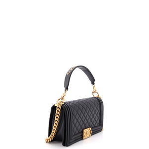 Chanel Logo Top Handle Boy Flap Bag Quilted Calfskin Old Medium - view 2