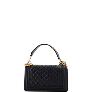 Chanel Logo Top Handle Boy Flap Bag Quilted Calfskin Old Medium - view 3