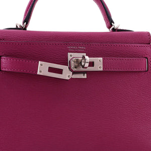 Hermes Kelly Mini II Bag Rose Pourpre Chevre Mysore with Palladium Hardware 20 - view 7