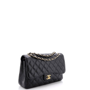Chanel Vintage Classic Double Flap Bag Quilted Caviar Jumbo - view 2