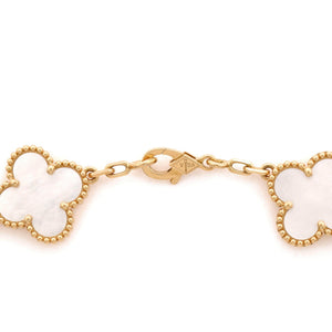 Van Cleef & Arpels Vintage Alhambra 5 Motifs Bracelet 18K Yellow Gold and Mother of Pearl - view 4