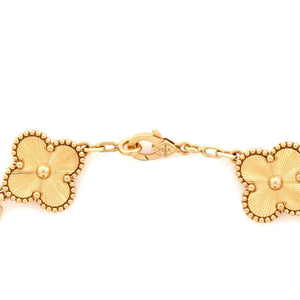 Van Cleef & Arpels Vintage Alhambra 5 Motifs Bracelet Guilloche 18K Yellow Gold - view 4