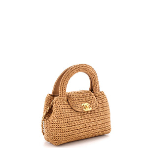 Chanel Kelly Top Handle Shopping Bag Braided Raffia Mini - view 2